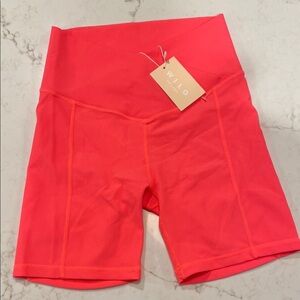 NWT Hot Pink High-Waisted Ribbed Cross-Waist Shorts